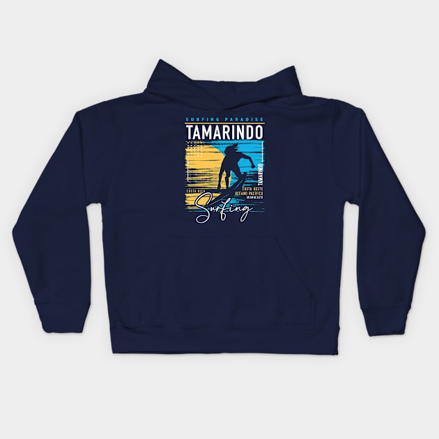 Retro Tamarindo Surfing // Surfers Paradise // Surf Costa Rica Kids Hoodie by SLAG_Creative